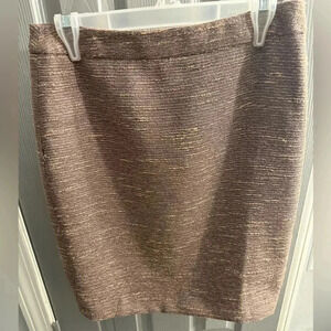 Ann Taylor lined pencil skirt in brown tan & metallic gold Size 6 EUC